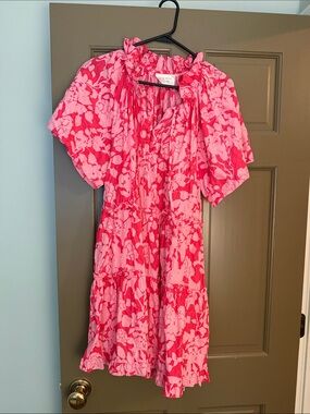 Floral Pink Tiered Casual Dress